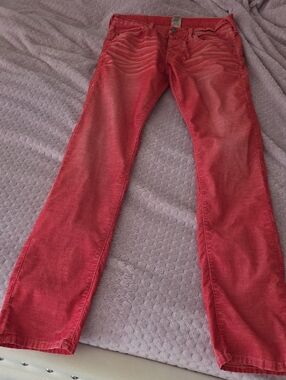 Vintage True Religion Women's Coral-Red Straight Leg Jeans